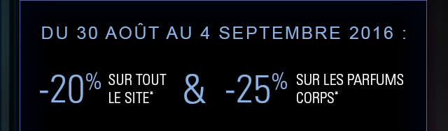  -20% pour un produit acheté, -25% dès 2 produits achetés sur tout le site 